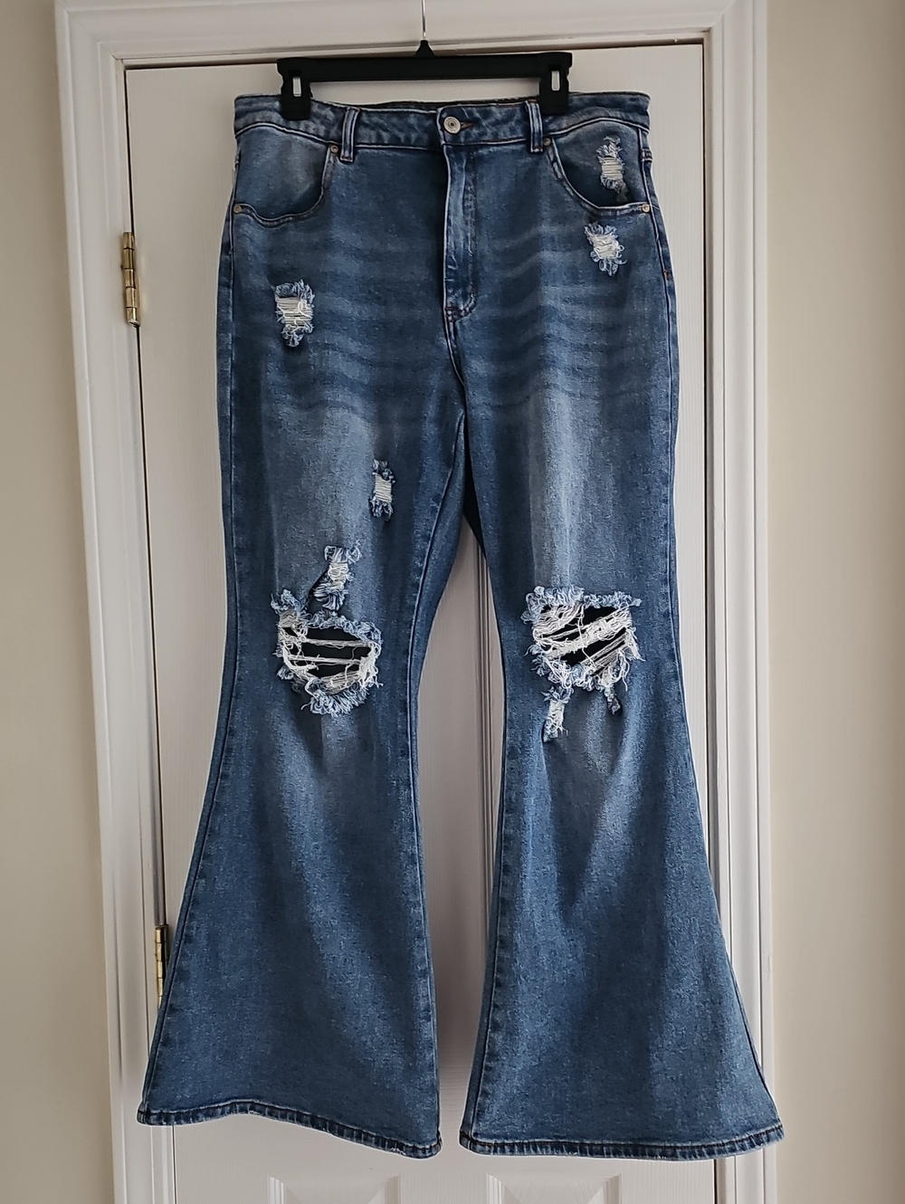 Almost Famous Size 13 Blue Ripped Flare Jeans